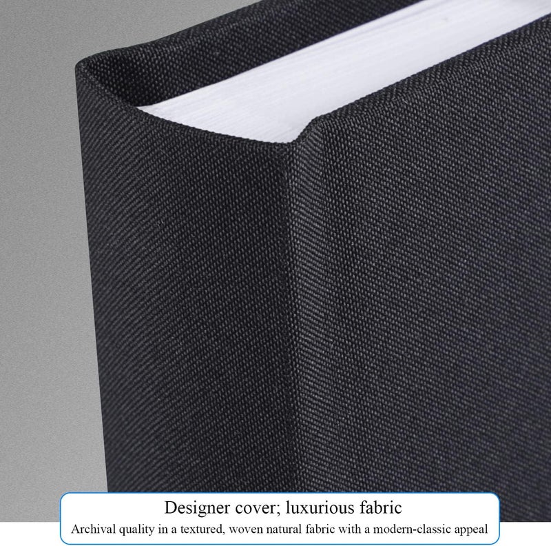 1DOT2 Small Photo Album 5x7 Hold 50 Vertical Photos with Memo Slip-in Pockets, Mini Linen Cover 5x7 Photo Albums with Writing Space for Wedding Baby Family Picture Book Black - Image 3